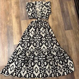 Steve Madden Black and White Patterned Maxi Dress